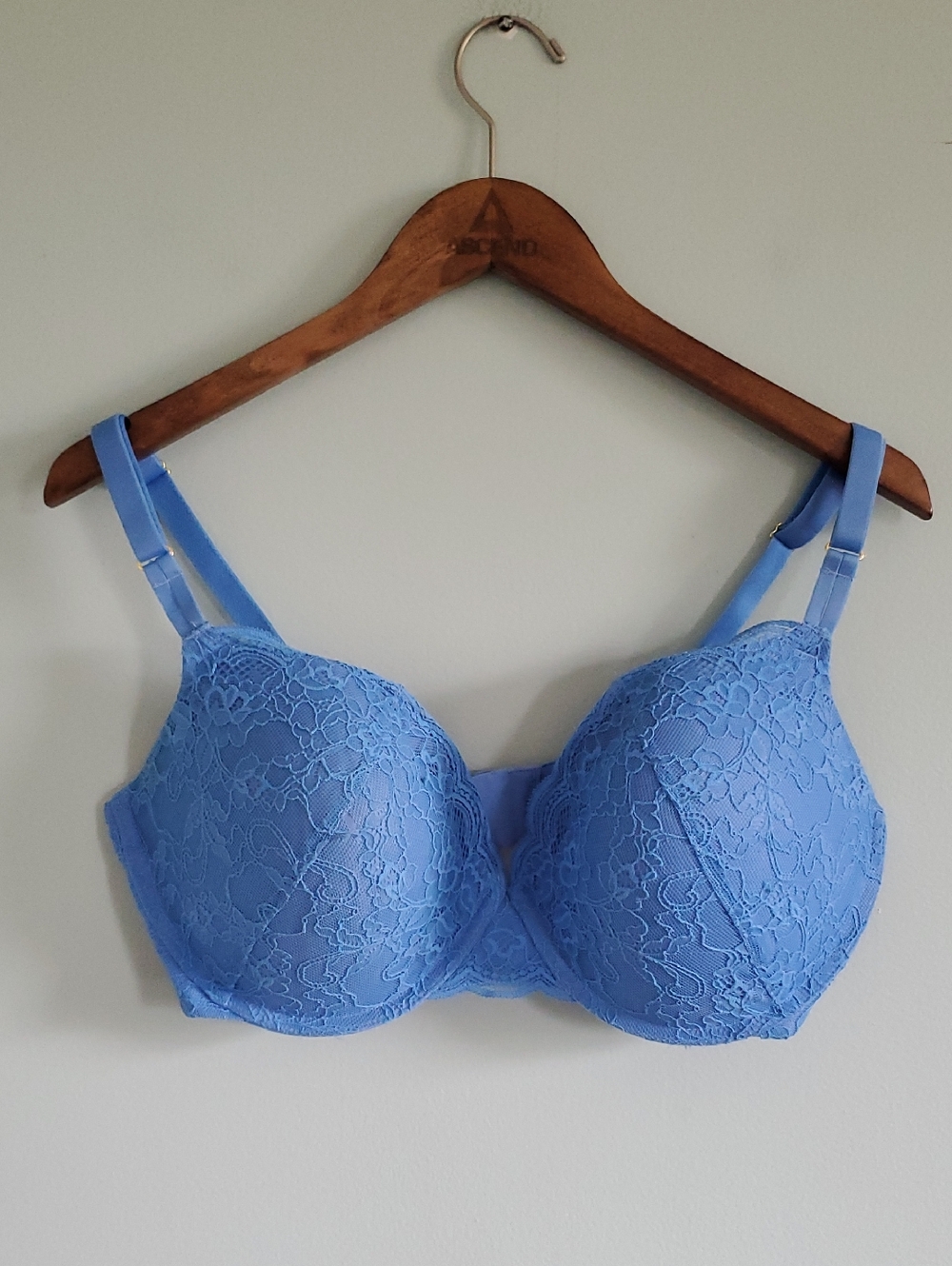 Lace-Trim Molded Cup Bra in Sky Blue
